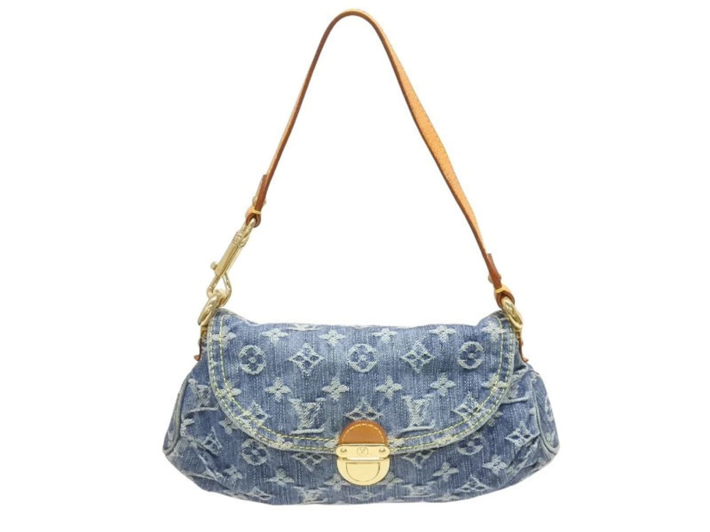 Louis Vuitton Pleaty Hobo Bag Monogram Denim Leather